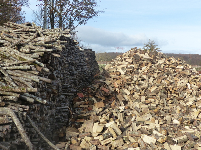 Le bois de chauffage est stocké en vrac.